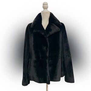 NWT Theory Clairene Reversible Moto Jacket Black Shearling Leather Size P $2395